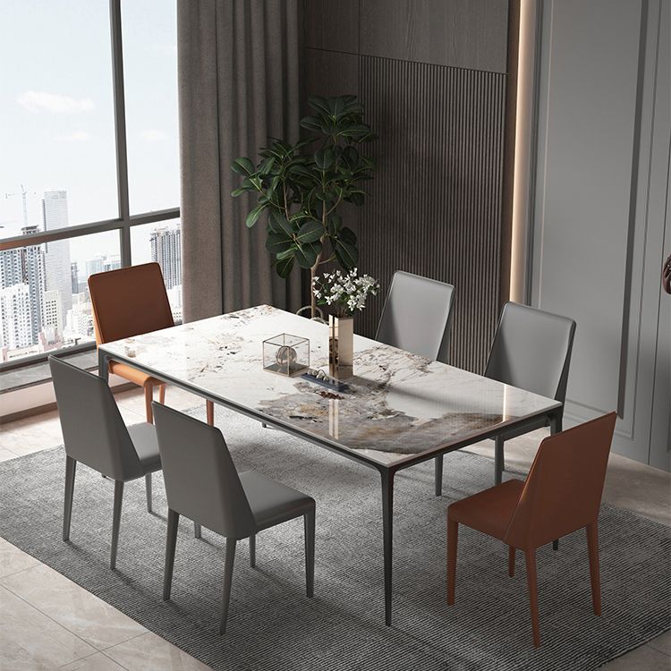 Industrial Style Home Sintered Stone Dining Table 4 Legs Base Rectangle Table Clearhalo ' dining_table' 'Dining Tables & Seating' 'Dining Tables' 'furn' 'furn_dining_table' 'Furniture' 'furniture_dining_table' 'Kitchen & Dining Furniture' 'kitchen&dining_furn' 'kitchen' 'kitchen_dining_table' 1200x1200_ab4d2dc4-274c-451b-b9d9-88a357fe547d