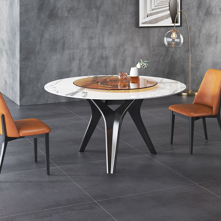 Ensemble de salle à manger à cadre en bois massif 1/2/5/7 PCS Table à manger ronde avec chaises sans bras