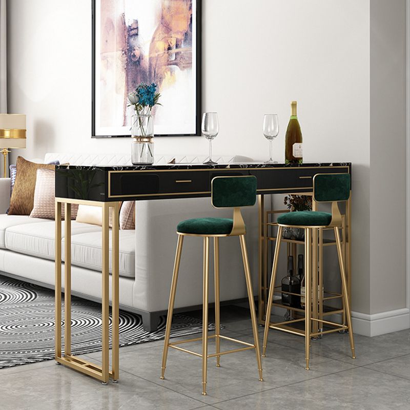 Rectangle Top Table Pub Height Dining Table with Gold Base for Bar Clearhalo 'Bar Furniture' 'Bar Tables' 'bar_tables' 'furn' 'furn_bar_tables' 'Furniture' 'Kitchen & Dining Furniture' 1200x1200_ab4f4716-bd6f-492f-be6a-87f841778c37