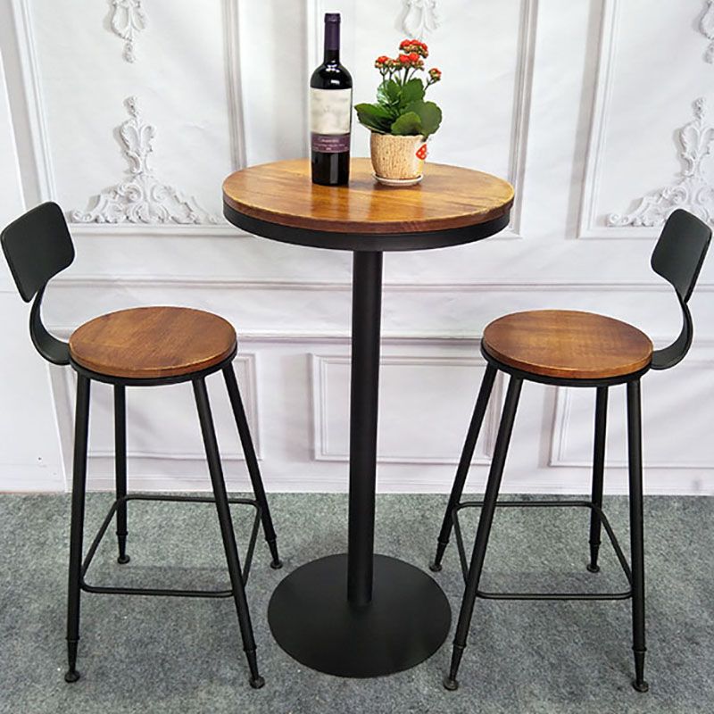 Industrial Black Iron Bar Table Wood Top Indoor 41.3"H Bistro Table with Pedestal Clearhalo 'Bar Furniture' 'Bar Tables' 'bar_tables' 'furn' 'furn_bar_tables' 'Furniture' 'furniture_bar_tables' 'Kitchen & Dining Furniture' 'kitchen&dining_furn' 'kitchen' 1200x1200_ab4fab2f-7e6e-4096-acad-37e833073a1a