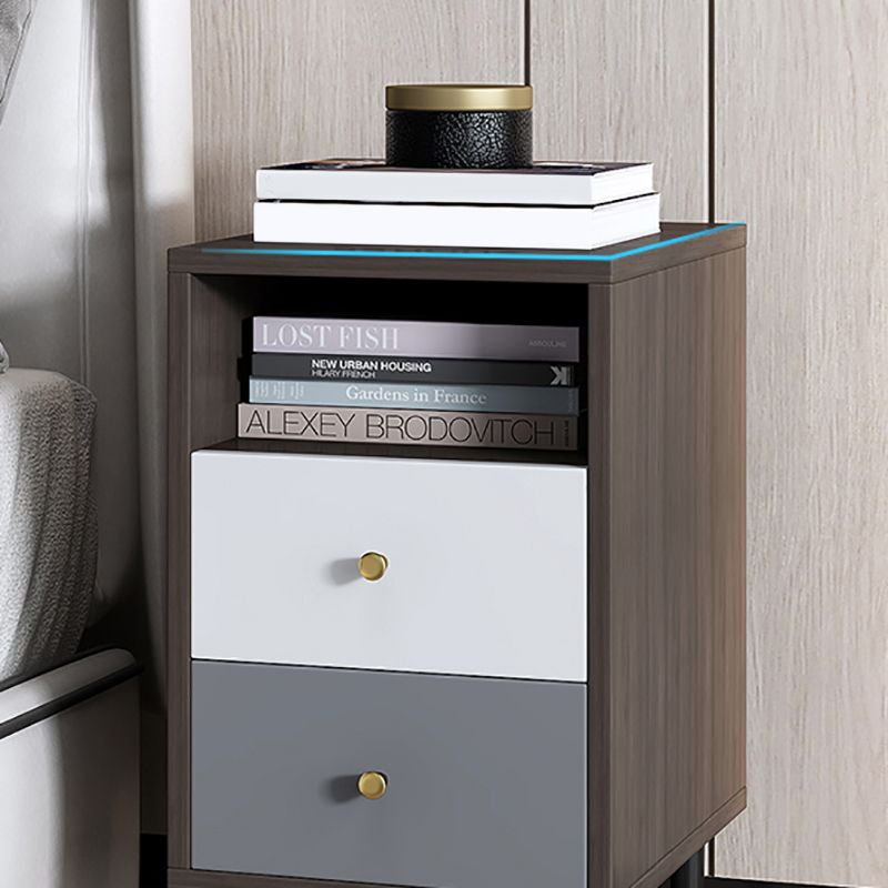 Contemporary Bed Nightstand Open Storage Night Table with 2 Drawers Clearhalo 'Bedroom Furniture' 'furn' 'furn_night_stand' 'Furniture' 'night_stand' 'Nightstands' 1200x1200_ab505980-5377-45f1-a0b3-097a7e652290