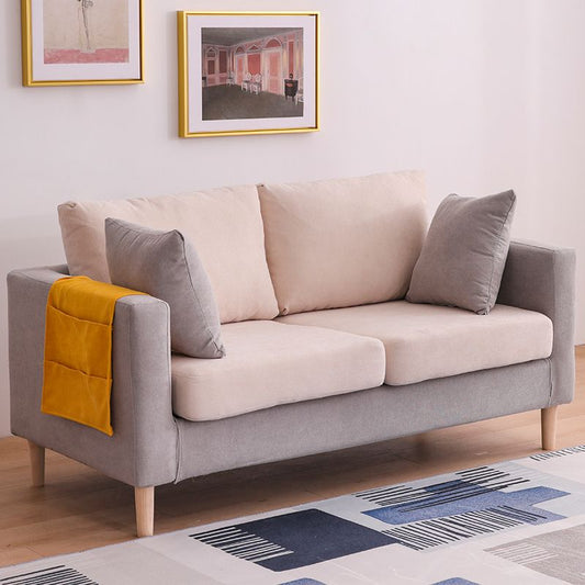 Scandinavian 2 Seater Sofa with 2 Pillows Back and Square Arms