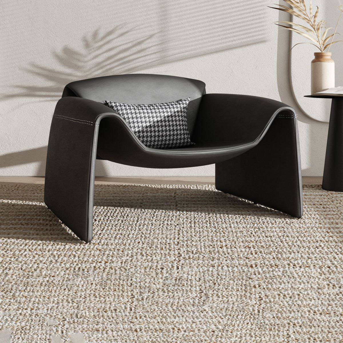 38.18" Wide Faux Leather Armchair Upholstered Pillow Back Accent Chair Clearhalo 'Accent Chairs' 'accent_chairs' 'Chairs & Seating' 'furn' 'furn_accent_chairs' 'Furniture' 'Living Room Furniture' 1200x1200_ab51ce08-ce26-4320-8a6b-c4bd8c9b5a73