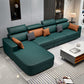 Scandinavian Pillowed Back Cushions Stain-Resistant Faux Leather Sofa