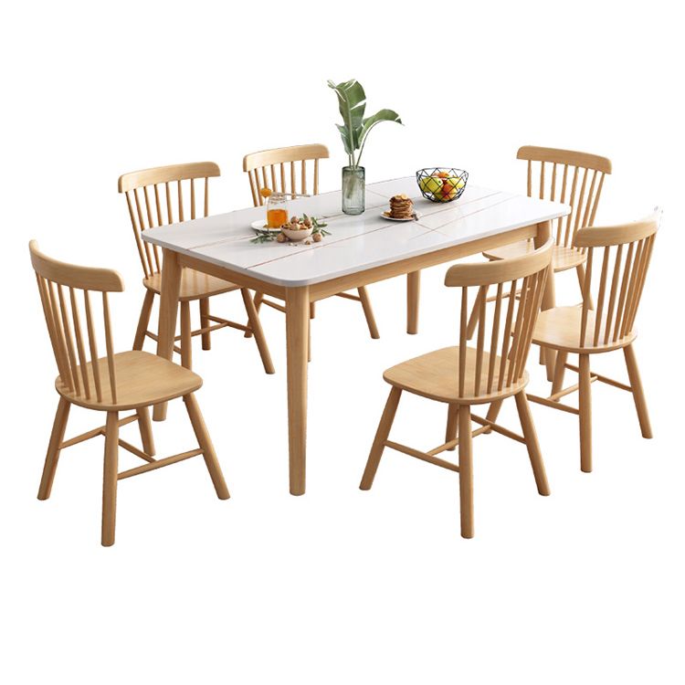 Modern Sintered Stone Dining Table¬†Set for 4/6 Dining Set with Rectangle Table and Windsor Chairs Clearhalo 'Dining Room Sets' 'Dining Tables & Seating' 'dining_room_set' 'furn' 'furn_dining_room_set' 'Furniture' 'furniture_dining_room_set' 'Kitchen & Dining Furniture' 'kitchen&dining_furn' 'kitchen' 1200x1200_ab533aab-c56e-459b-b98c-e1d45e1f9359