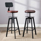Industrial Metal Barstool Faux Leather Low Back Counter Stool with Iorn 4 Legs