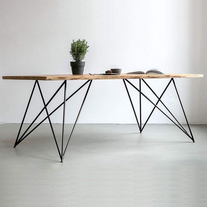 Rectangle Glam Style Dining Table Wood Color Fixed Table with Solid Wood Clearhalo ' dining_table' 'Dining Tables & Seating' 'Dining Tables' 'furn' 'furn_dining_table' 'Furniture' 'furniture_dining_table' 'Kitchen & Dining Furniture' 'kitchen&dining_furn' 'kitchen' 'kitchen_dining_table' 1200x1200_ab56796f-34db-4651-89bc-dc99bd75ba72