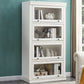 Libreria moderna di stoccaggio chiuso da 12,5 "W White Wohi Legno scaffale con porte di vetro