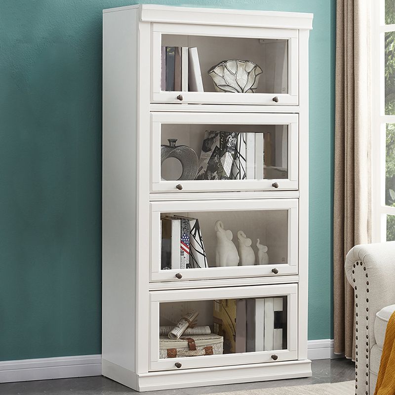 Libreria moderna di stoccaggio chiuso da 12,5 "W White Wohi Legno scaffale con porte di vetro