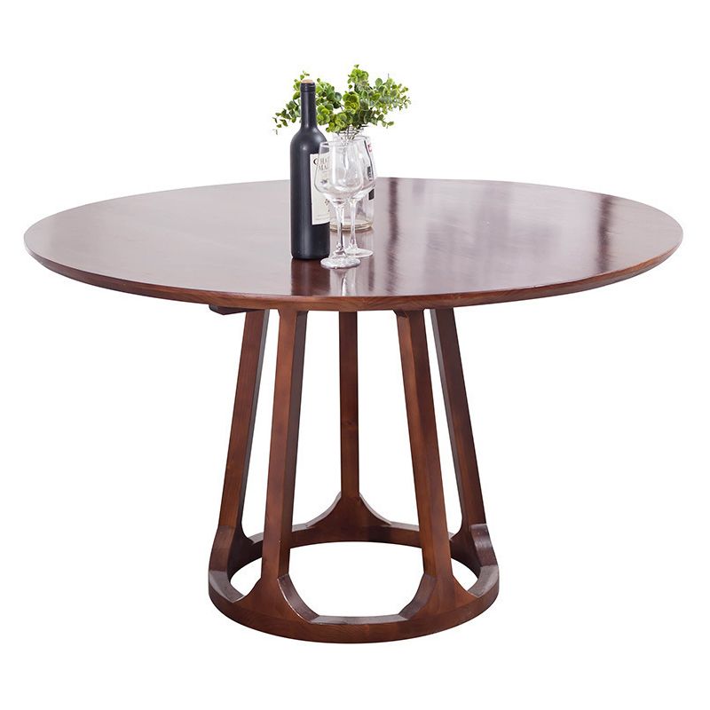 Simplicity Home Solid Wood Dining Table Round Shape Dining Table with Pedestal Base Clearhalo ' dining_table' 'Dining Tables & Seating' 'Dining Tables' 'furn' 'furn_dining_table' 'Furniture' 'furniture_dining_table' 'Kitchen & Dining Furniture' 'kitchen&dining_furn' 'kitchen' 'kitchen_dining_table' 1200x1200_ab57bbfa-7beb-4303-aaa4-e04698781e18