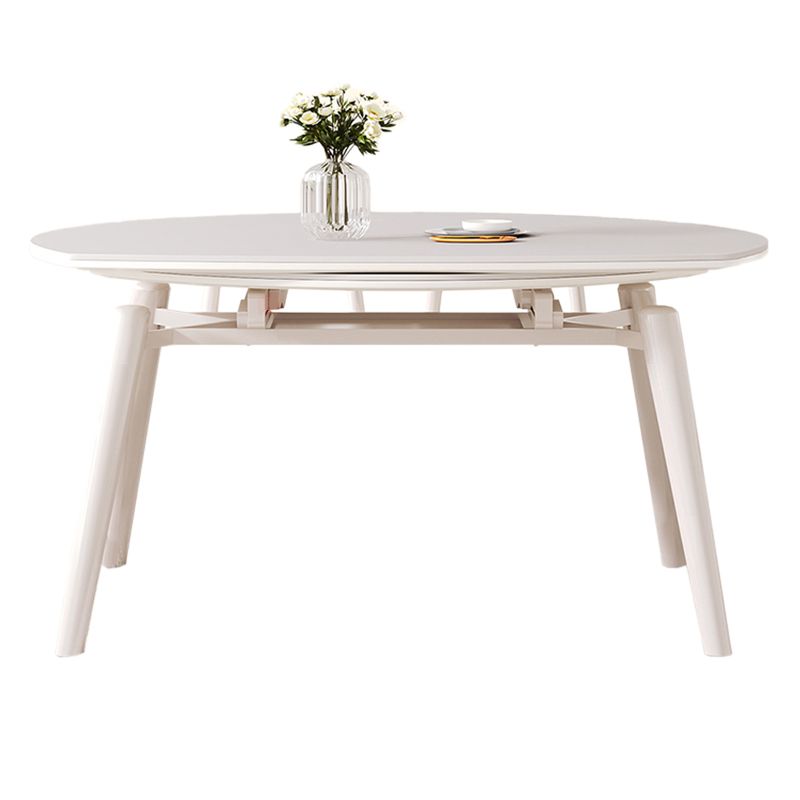 Zeitgenössischer runder ausziehbarer Stein Esstisch mit hölzernen Beinen