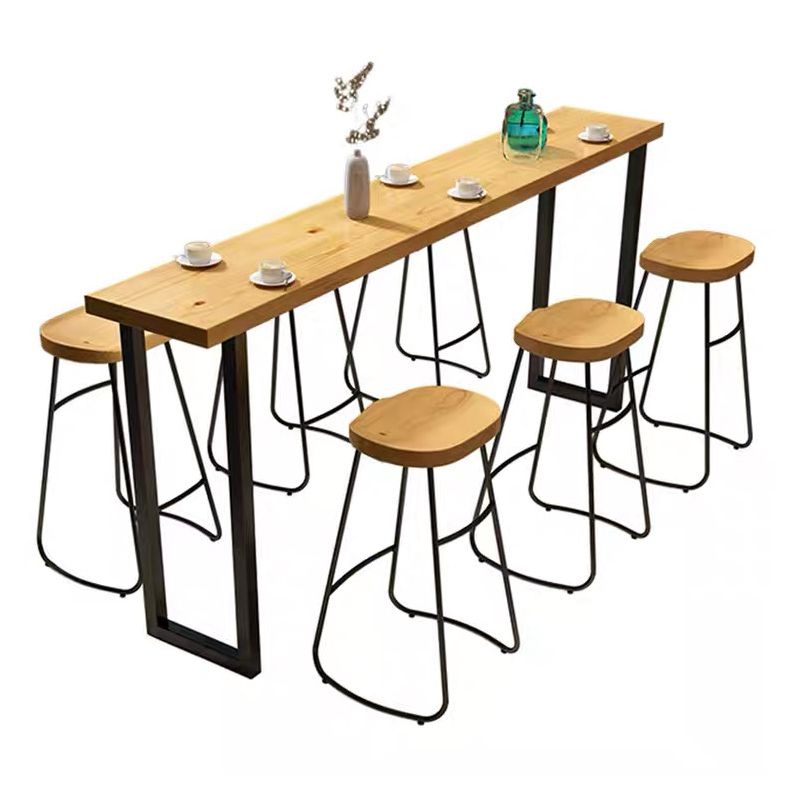 Tavolo da pranzo in legno marrone tradizionale tavolo da bar di lusso di lusso con base a slitta