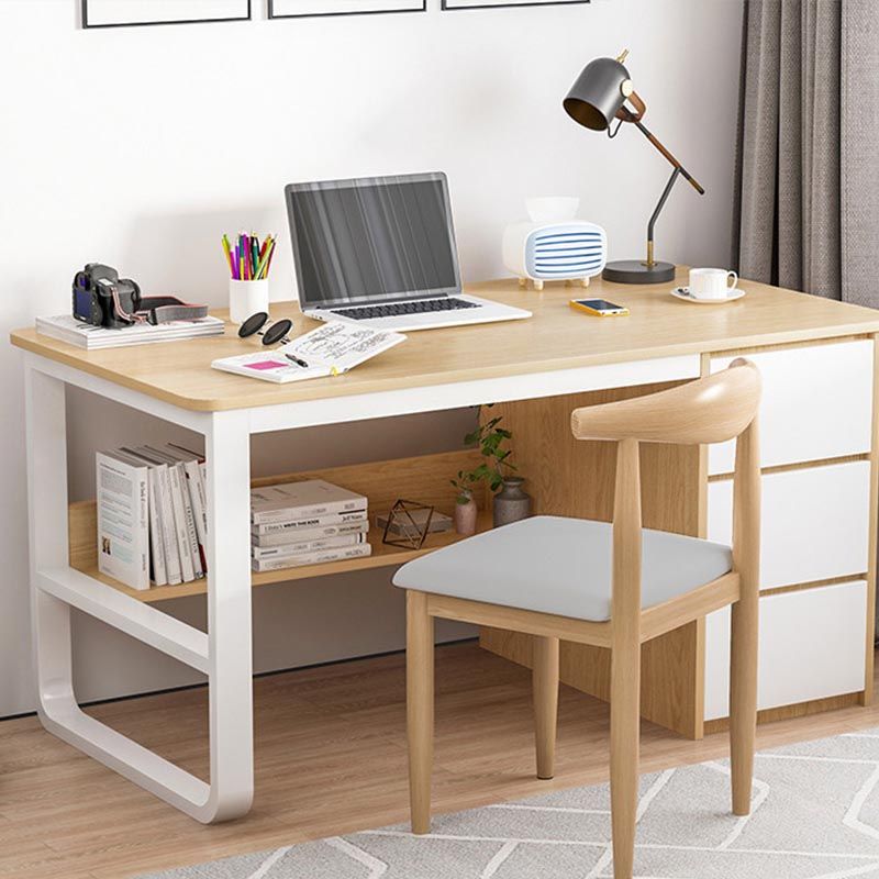 Zeitgenössischer Stil Engineered Wood Desk Rechteck Schreibtisch mit Schubladen für Büro