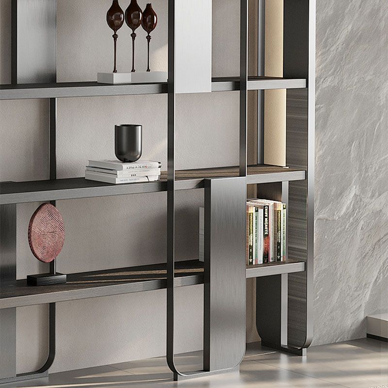 4 Shelves Contemporary Bookcase Standard Metal Open Back Bookshelf Clearhalo 'Bookcases' 'furn' 'furn_bookcases' 'Furniture' 'Office Furniture' 1200x1200_ab5de504-f534-465c-9b3b-7b5a6b84448d