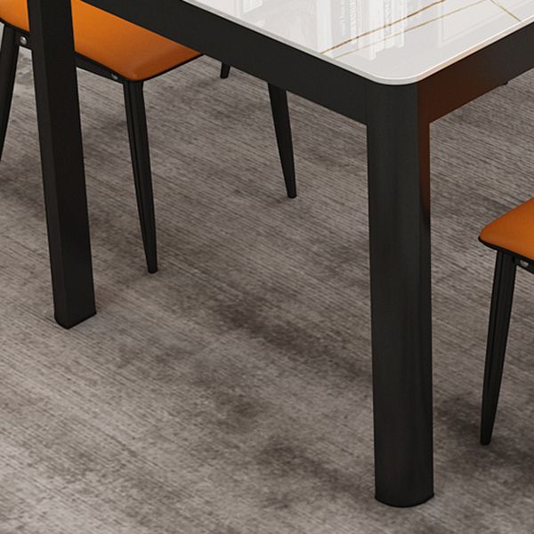 Modern Sintered Stone Dining Table Rectangular Table with Metallic Four-leg Clearhalo ' dining_table' 'Dining Tables & Seating' 'Dining Tables' 'Furniture' 'furniture_dining_table' 'Kitchen & Dining Furniture' 'kitchen&dining_furn' 'kitchen' 'kitchen_dining_table' 1200x1200_ab604f88-b4ee-40d2-8afd-c38fb5f5f5d2