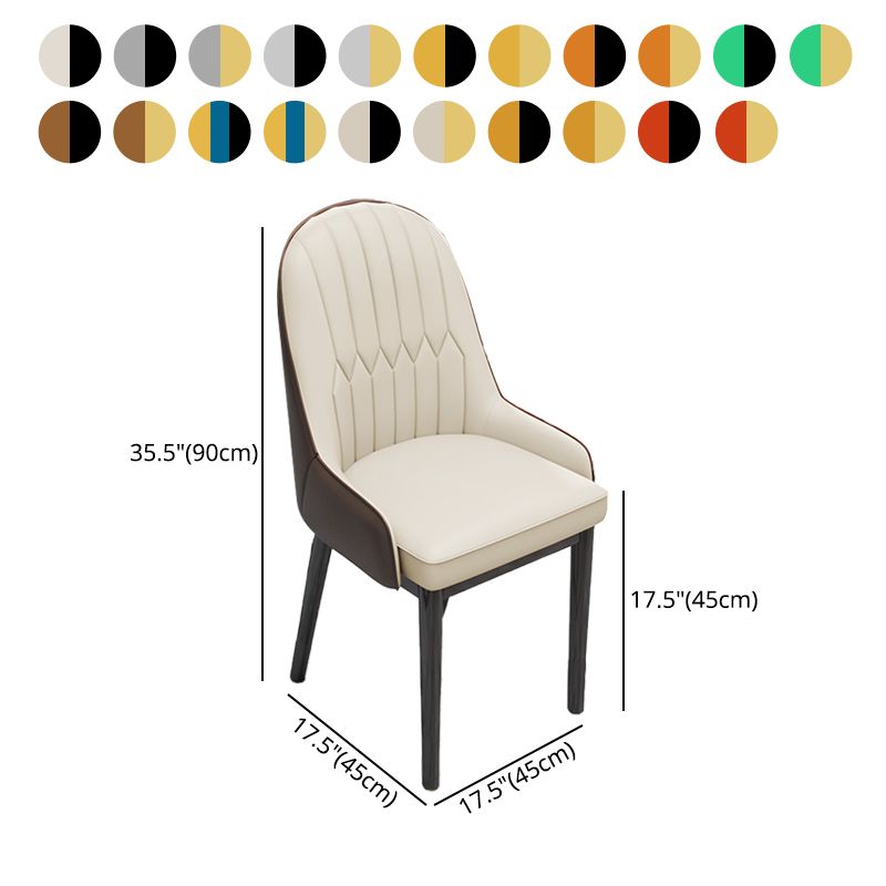 Scandinavian Home Side Chair Metal Upholstered Solid Back Dining Room Chair Clearhalo ' kitchen&dining_furn' 'Dining Chairs' 'Dining Tables & Seating' 'dining_chair' 'furn' 'furn_dining_chair' 'Furniture' 'furniture_dining_chair' 'Kitchen & Dining Furniture' 'kitchen' 1200x1200_ab605ece-13c3-4365-9973-85da74656691