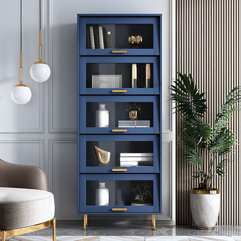 Glam Glam Glass Buffet Stand MDF Buffet Server Cabinet con archiviazione in blu