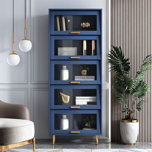 Glam Glam Glass Buffet Stand MDF Buffet Server Cabinet con archiviazione in blu