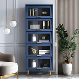 Glam Glam Glass Buffet Stand MDF Buffet Server Cabinet con archiviazione in blu