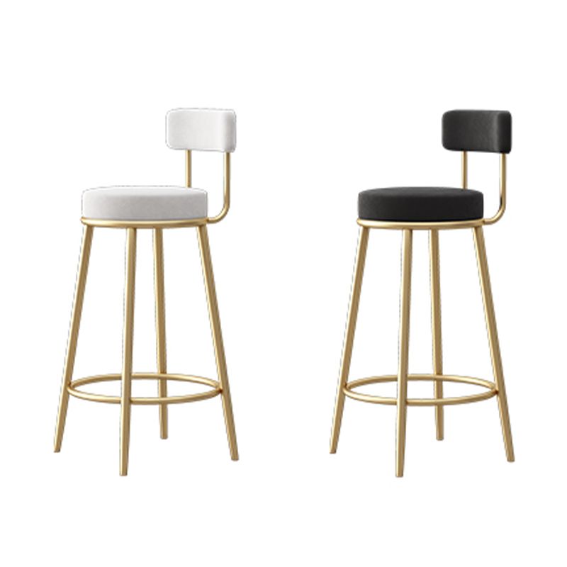 Glam Fabric Bar Stools Low Back Round Seat Barstool with 4 Gold Iron Legs Clearhalo 'Bar Furniture' 'Bar Stools' 'bar_stools' 'furn' 'furn_bar_stools' 'Furniture' 'Kitchen & Dining Furniture' 1200x1200_ab61ed06-26b8-448e-9d8f-bd7a2ba2310e