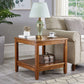 Rubberwood Double Tier End Table, Brown End Table with Storage Clearhalo 'Coffee & Accent Tables' 'End & Side Tables' 'end_side_table' 'end_side_tables' 'furn' 'furn_end_side_tables' 'Furniture' 'furniture_end_side_table' 'Living Room Furniture' 1200x1200_ab640194-c3e5-47f8-a4da-d7e937cea031
