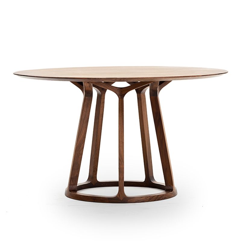 Round Wood Dining Table Reclaimed Pine Table in Brown with Wooden Pedestal Clearhalo ' dining_table' 'Dining Tables & Seating' 'Dining Tables' 'furn' 'furn_dining_table' 'Furniture' 'furniture_dining_table' 'Kitchen & Dining Furniture' 'kitchen&dining_furn' 'kitchen' 'kitchen_dining_table' 1200x1200_ab6435f7-9fbc-40bd-9c14-511c95224233