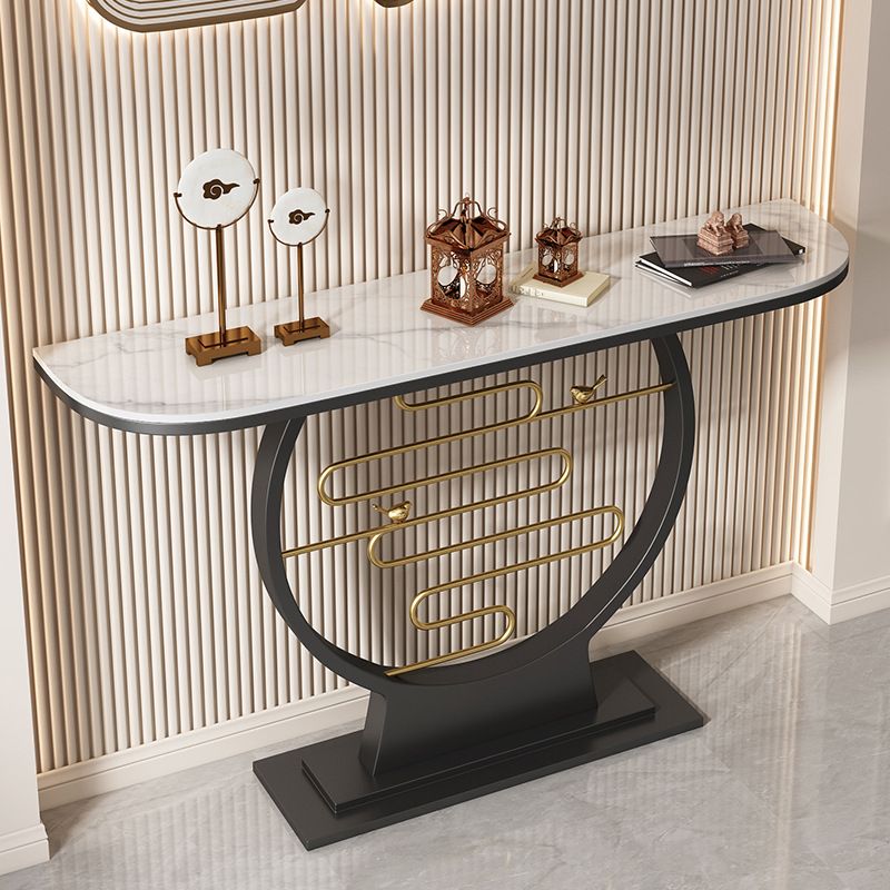 Tavolo da console in pietra glam 12 "W tavolo di accento resistente alla macchia mezzano per la sala
