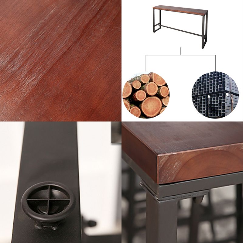 Contemporary Rectangle Bar Dining Table Indoor Wood Bar Table with Iron Base Clearhalo 'Bar Furniture' 'Bar Tables' 'bar_tables' 'furn' 'furn_bar_tables' 'Furniture' 'furniture_bar_tables' 'Kitchen & Dining Furniture' 'kitchen&dining_furn' 'kitchen' 1200x1200_ab6586e7-bd9d-4260-bac2-3f689632619c