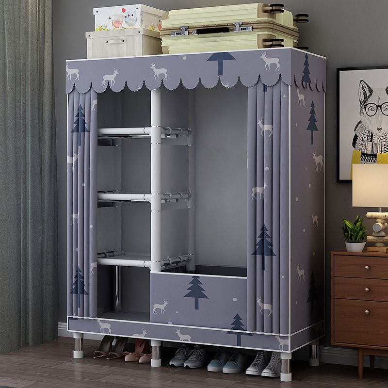 Matte Finish Wardrobe with Metal Legs Modern Bedroom Storage Cabinet