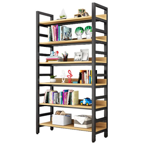 Modern Style Bookshelf Black Frame and Wood Bookcase for Office Clearhalo 'Bookcases' 'furn' 'furn_bookcases' 'Furniture' 'Office Furniture' 1200x1200_ab6651bb-c67a-4841-9938-8ddc5dee3bd2
