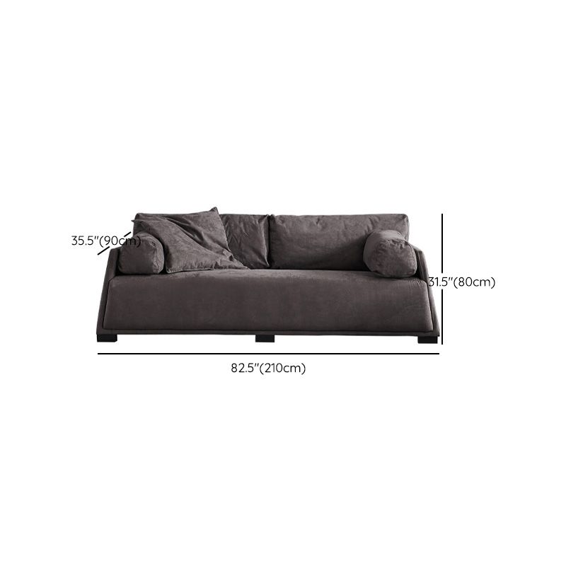 Leather Sofa Stationary Settee Solid Color Modern Sofa for Living Room