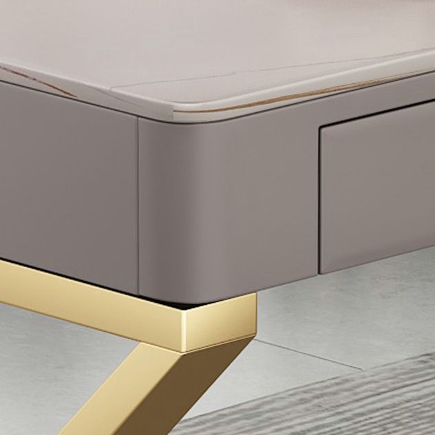 29.25 "H Classic Glam Office Desk Curved Shape Stone Writing Desk