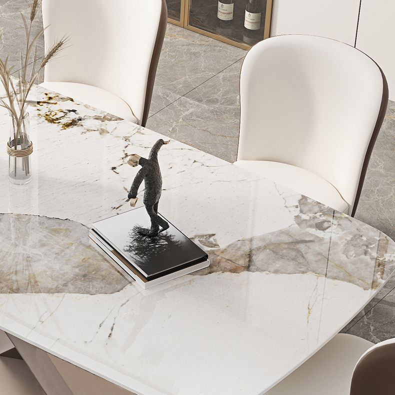 Metal Traditional Luxury Rectangle Table Sintered Stone Dining Table for Kitchen and Dining Room Clearhalo ' dining_table' 'Dining Tables & Seating' 'Dining Tables' 'furn' 'furn_dining_table' 'Furniture' 'furniture_dining_table' 'Kitchen & Dining Furniture' 'kitchen&dining_furn' 'kitchen' 'kitchen_dining_table' 1200x1200_ab696285-d4c2-43b2-a9d3-bdb87d2b6f91