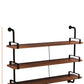 Modern Metal and Wood Bookcase Walnut Floating Bookshelf for Living Room 7.9" W