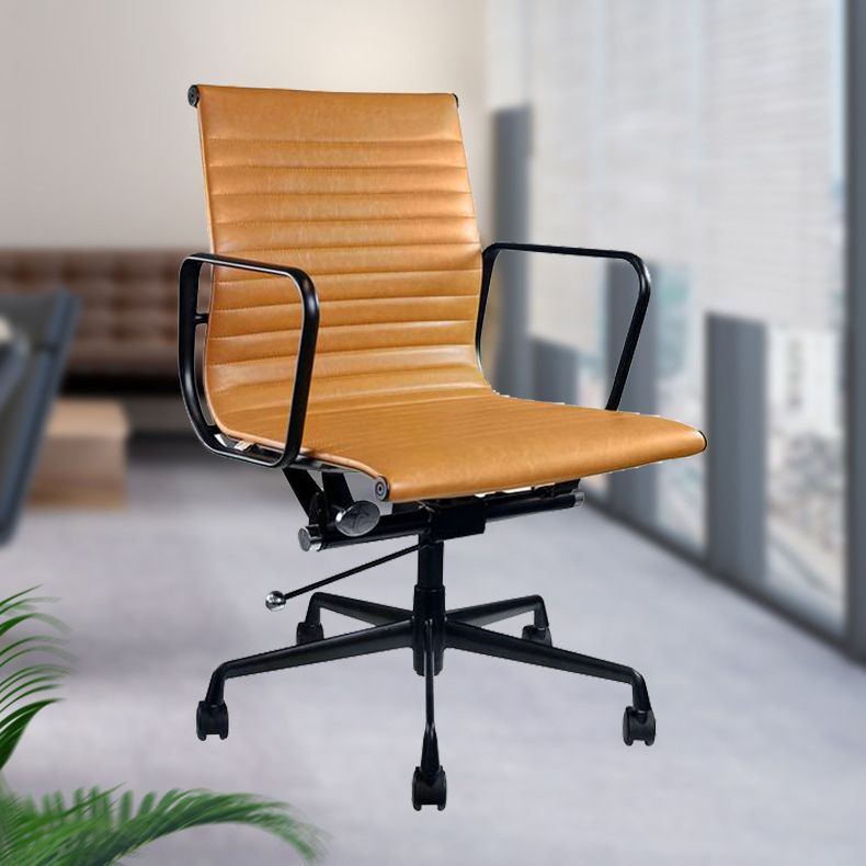Contemporary Arm Chair Adjustable Seat Height Orange Leather Office Chair Clearhalo 'furn' 'furn_office_chair' 'Furniture' 'Office Chairs' 'Office Furniture' 'office_chair' 1200x1200_ab6cde24-6ef5-40b4-aac3-a5849cf0a016