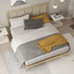 Glam-stijl gouden open frame bed met rechthoekige hoofdeinde in ijzer