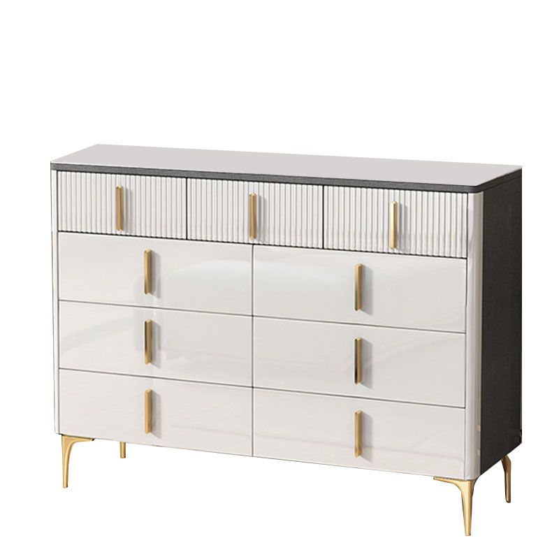 Glam Stone Aufbewahrungstruhe für Schlafzimmer, Weiß, mit Metallbeinen