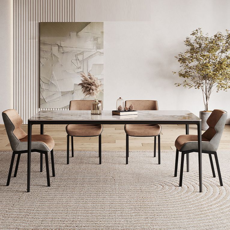 Designer Style Rectangle Sintered Stone Dining Set 1/2/5/7 Pieces Dining Table with Chairs Clearhalo 'Dining Room Sets' 'Dining Tables & Seating' 'dining_room_set' 'furn' 'furn_dining_room_set' 'Furniture' 'furniture_dining_room_set' 'Kitchen & Dining Furniture' 1200x1200_ab6fa068-0223-49b0-ae3c-92023cb245bd