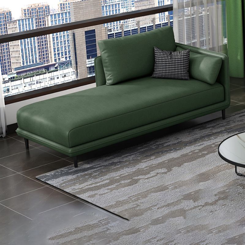 Contemporary One Armed Accent Chair Faux Leather Square Arms Chaise