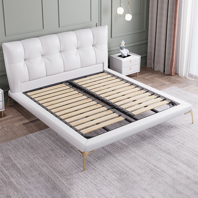 Grey Upholstered Tufted Bed Frame Glam Faux Leather Standard Bed Clearhalo 'Bedroom Furniture' 'Beds' 'furn' 'furn_beds' 'Furniture' 1200x1200_ab701714-9c97-4089-83d1-ad1a3a412fea