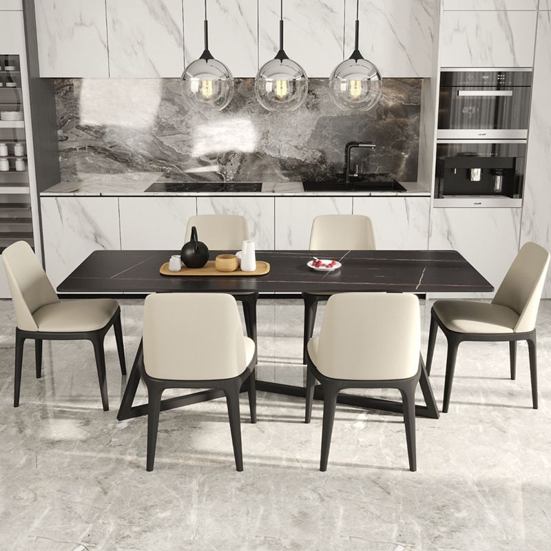 Set da tavolo in pietra nera per casa 1/2/5/6/7 pezzi Dinette moderna