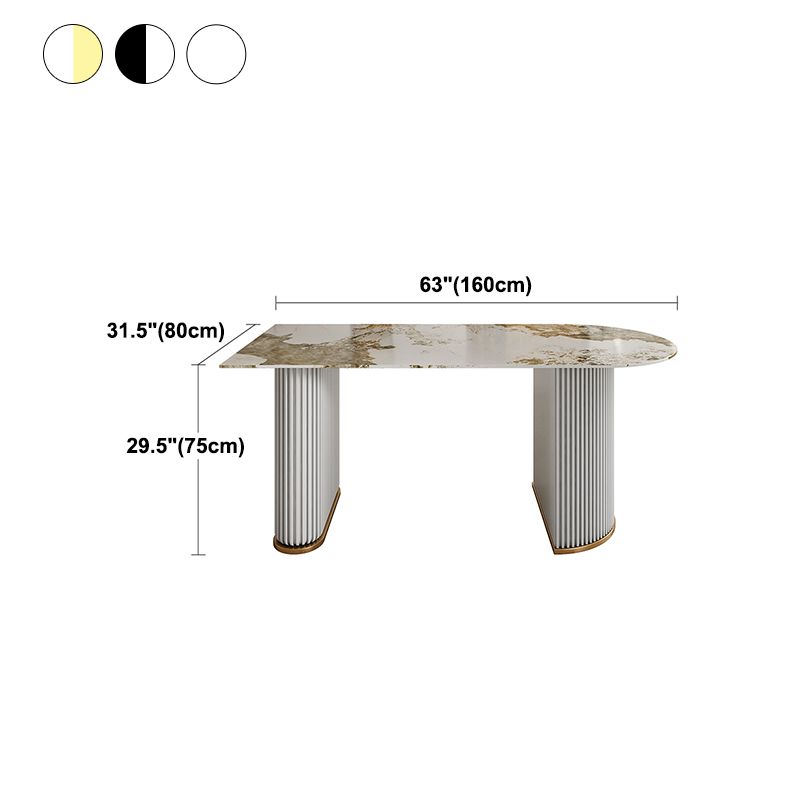 Sintered Stone Dining Table Traditional Luxury Dining Table with Double Pedestal Base Clearhalo ' dining_table' 'Dining Tables & Seating' 'Dining Tables' 'furn' 'furn_dining_table' 'Furniture' 'furniture_dining_table' 'Kitchen & Dining Furniture' 'kitchen&dining_furn' 'kitchen' 'kitchen_dining_table' 1200x1200_ab70e93e-fc50-4c9a-bfe6-7e86f22fd4cb