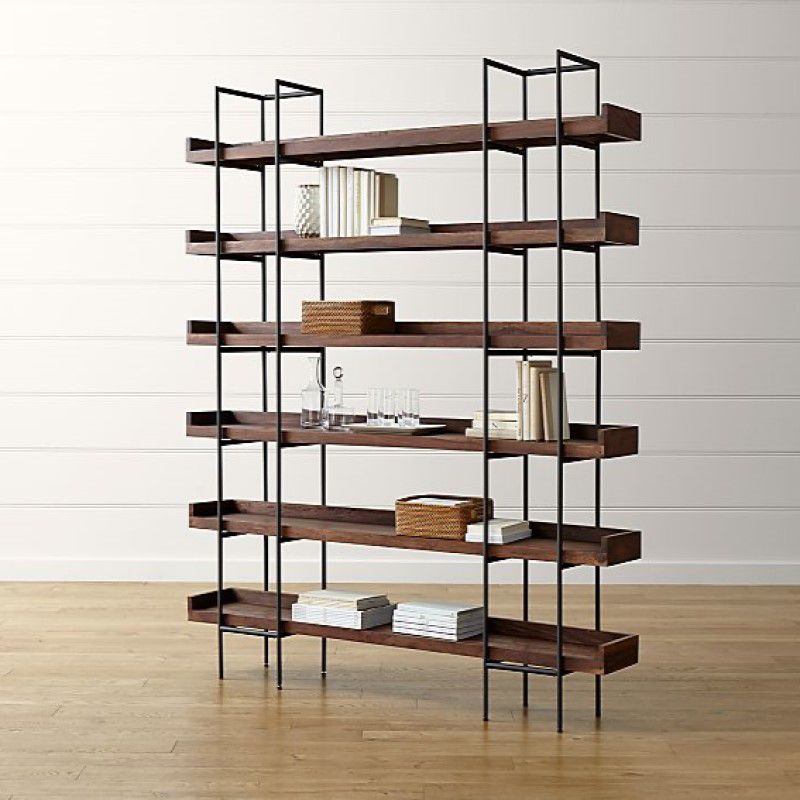 Metal Bookcase Industrial Book Shelf with Wood Rectangular Shelves Clearhalo 'Bookcases' 'furn' 'furn_bookcases' 'Furniture' 'furniture_bookcases' 'kitchen' 'kitchen_bookcases' 'Living Room Furniture' 'Office Furniture' 1200x1200_ab73b516-4e86-4f87-8b44-aa8e9ec90613