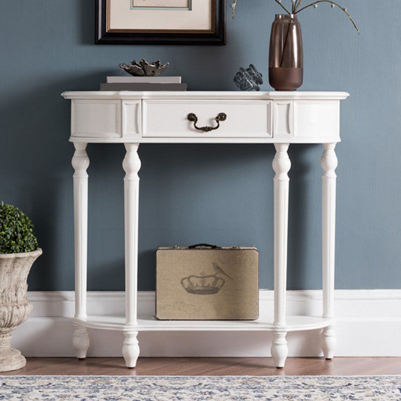 Mesa de consola de madera de goma moderna de mediados de siglo Media mesa de la consola de sofá de luna para Hall