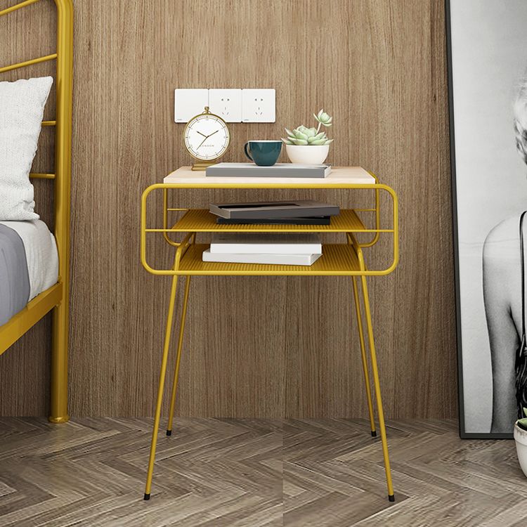 Iron Accent Table Nightstand Contemporary Bedside Cabinet with 2 Shelves ,21" Tall Clearhalo 'Bedroom Furniture' 'furn' 'furn_night_stand' 'Furniture' 'night_stand' 'Nightstands' 1200x1200_ab75172f-5a1c-42af-8688-3323eec142d8