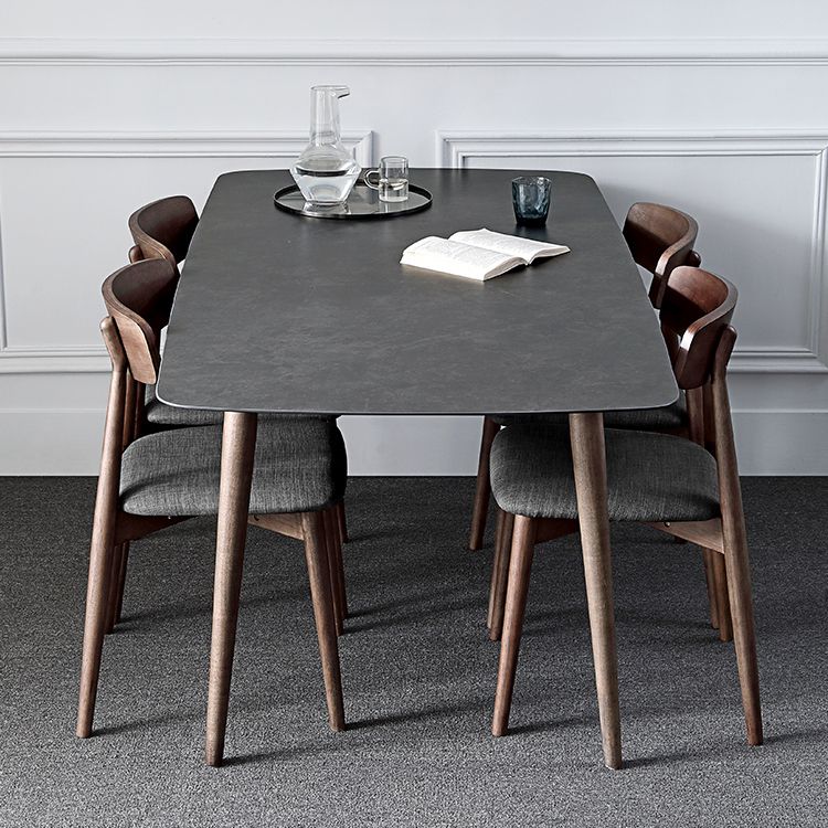 Contemporary Style Home Sintered Stone Dining Table Rectangle Shape Table with 4 Legs Base Clearhalo ' dining_table' 'Dining Tables & Seating' 'Dining Tables' 'furn' 'furn_dining_table' 'Furniture' 'furniture_dining_table' 'Kitchen & Dining Furniture' 'kitchen&dining_furn' 'kitchen' 'kitchen_dining_table' 1200x1200_ab762933-a241-4e09-994d-c2174ea01d24
