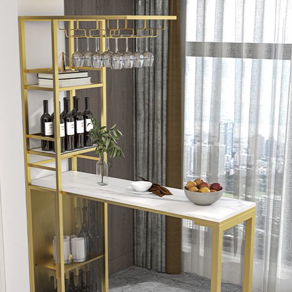 Glam Style Stone Top Counter Table 42-inch Height Table with Wine Rack for Dining Room Clearhalo 'Bar Furniture' 'Bar Tables' 'bar_tables' 'furn' 'furn_bar_tables' 'Furniture' 'furniture_bar_tables' 'Kitchen & Dining Furniture' 1200x1200_ab77924a-088f-4191-b4c1-6f0ebffbd382