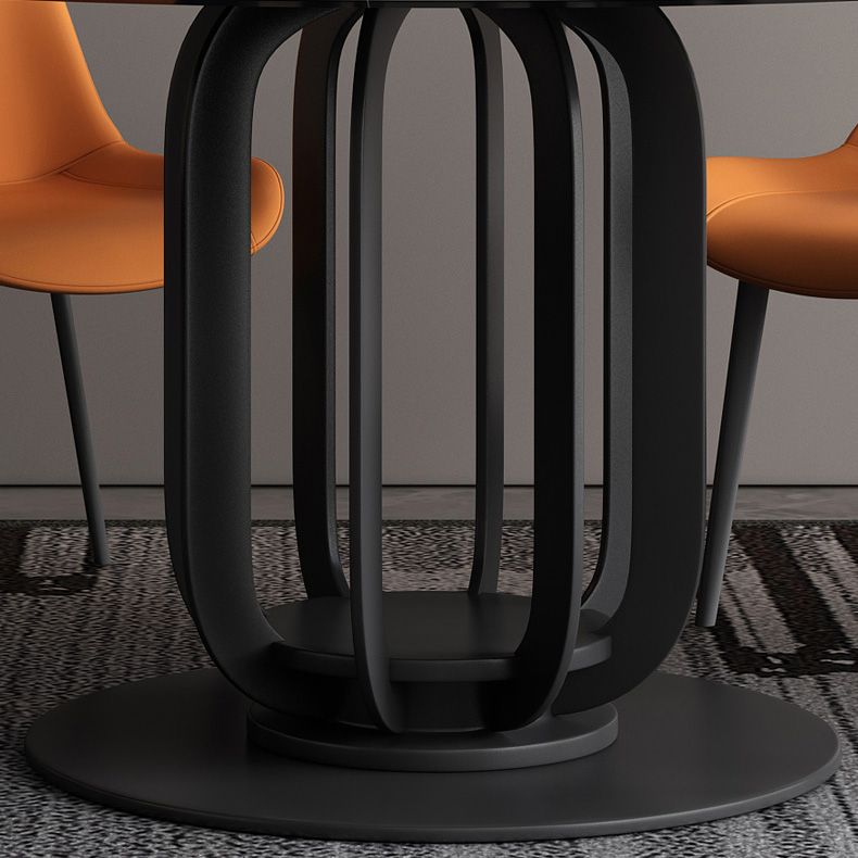 Round Stone Top Dining Table Contemporary Dining Table with Metal Pedestal Base Clearhalo 'Dining Tables & Seating' 'Dining Tables' 'dining_table' 'furn' 'furn_dining_table' 'Furniture' 'Kitchen & Dining Furniture' 1200x1200_ab77c4b3-4c27-452c-aa10-a8b2c0d8f058