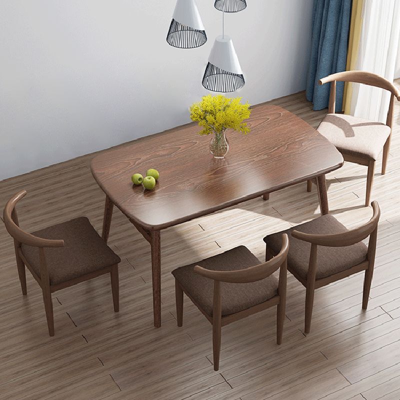 Contemporary Rectangular Wooden Dining Table with Trestle for 2-4 People Clearhalo 'Dining Tables & Seating' 'Dining Tables' 'dining_table' 'furn' 'furn_dining_table' 'Furniture' 'Kitchen & Dining Furniture' 1200x1200_ab79dbdc-90ec-4934-a4a7-d7caff2b7f17