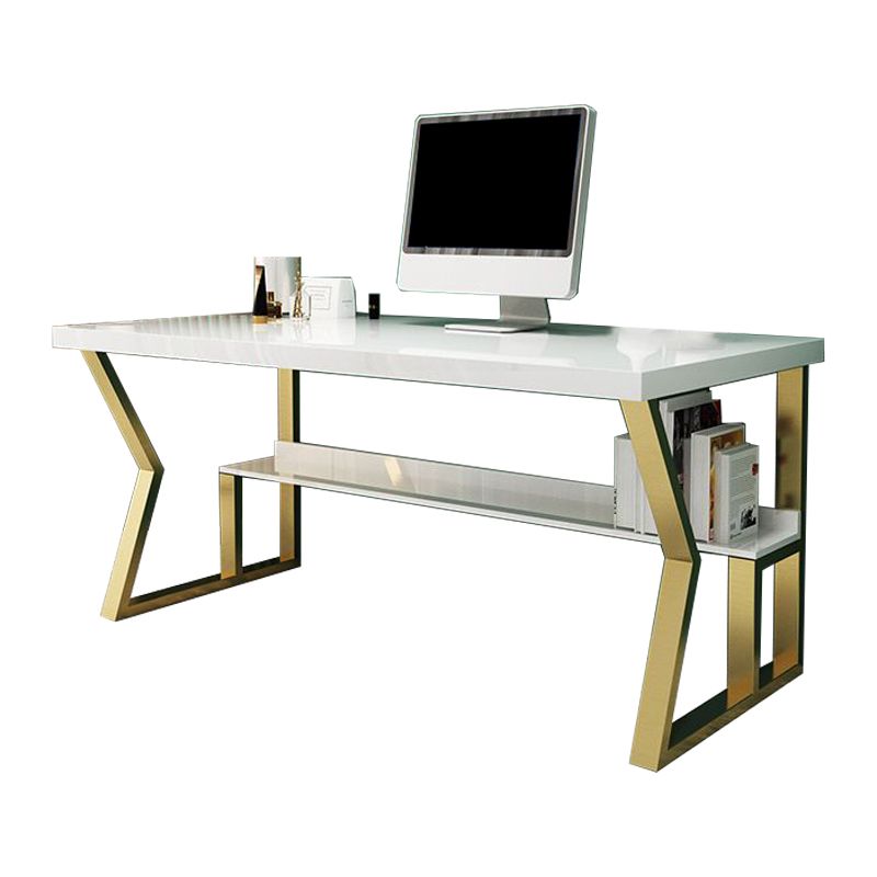 Glam Dormitory Writing Desk Rectangular Writing Desk with Metal Legs Clearhalo 'furn' 'furn_office_desk' 'Furniture' 'Office Desks' 'Office Furniture' 'office_desk' 1200x1200_ab7b61db-c8de-4a48-8a8c-c86d1af240ed
